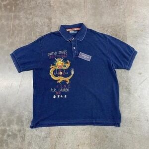 Vintage Polo Ralph Lauren Shirt USNC RRL July 12 1967 Embroidered Dragon 2XB NWT